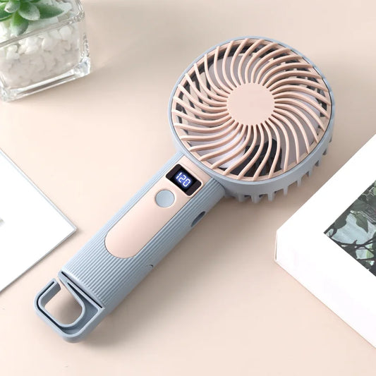 Portable Handheld Mini Fan Digital Display Turbo Fan Adjustable Mini Fan Outdoor High-Speed Electric Fan USB Rechargeable Fan