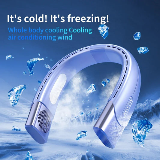 New 6000Mah Portable Neck Fan Cooler USB Rechargeable Mini Electric Fan Small Neck Cooling Fan Bladeless Mini Outdoor Fan