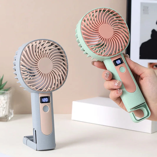 Portable Handheld Mini Fan Digital Display Turbo Fan Adjustable Mini Fan Outdoor High-Speed Electric Fan USB Rechargeable Fan